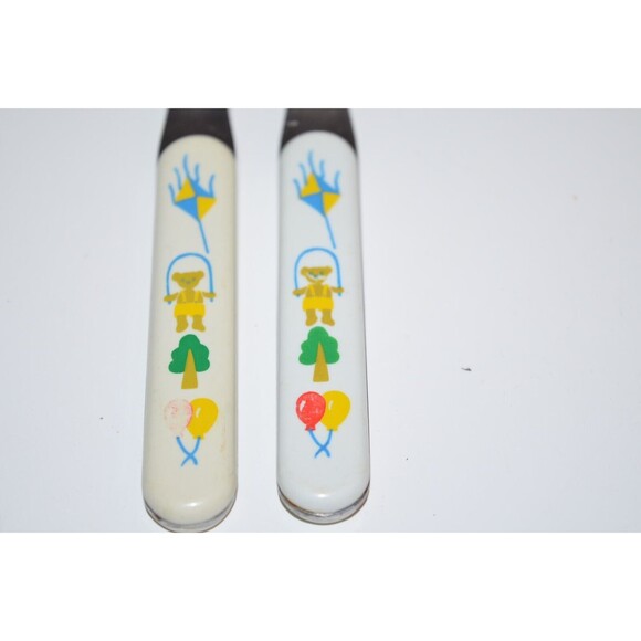 Vtg Teddy Bear flying Kite Spoon & Fork toddler Baby utensils - Picture 5 of 6